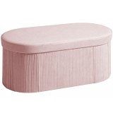HOMCOM Pouf pliabil cu spațiu de depozitare modern, tapițat cu catifea, 72L, pentru living și dormitor, 76x38x35 cm, Roz | Aosom Romania