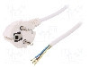 Cablu alimentare AC, 4m, 3 fire, culoare alb, cabluri, CEE 7/7 (E/F) &amp;#351;tecar in unghi, SCHUKO mufa, PLASTROL - W-97159