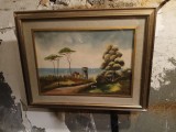 Tablou foarte mare - Peisaj cu castel - Semnat