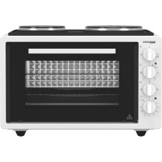Cuptor electric cu 2 plite electrice Vision Chef VCE372PA, Putere totala 2500 W, Putere cuptor 1300 W, 3 functii coacere, Alb