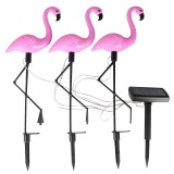 Set 3 lampi solare decorative Flamingo LED pentru gradina, 52 cm