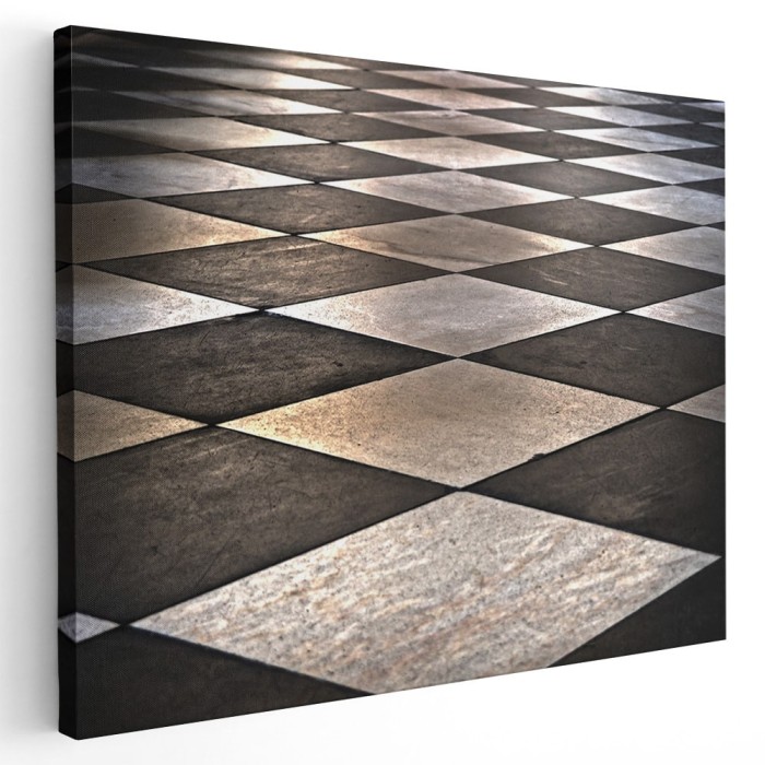 Tablou canvas gresie forme geometrice, alb, negru 1150 Tablou canvas pe panza CU RAMA 80x120 cm