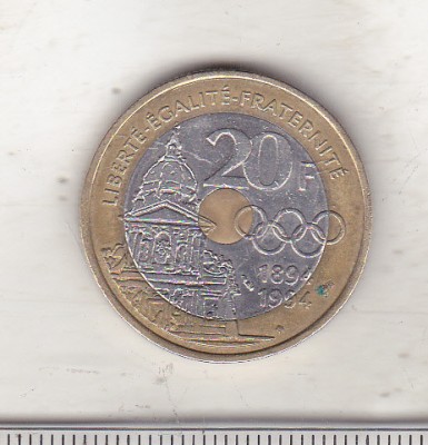 bnk mnd Franta 20 franci 1994 - Pierre de Coubertin - bimetal foto