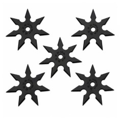 Set cinci stele de aruncat DEPOX&reg;, 7 colturi, metalic, negru, 9.5 cm