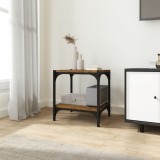 VidaXL Comodă TV, stejar fumuriu, 40x33x41 cm, lemn prelucrat și oțel