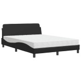 Cumpara ieftin Pat cu saltea, Dover, negru, 140x190 cm, piele ecologica