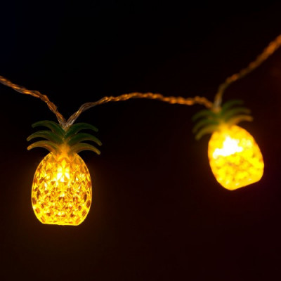 Sir de lumini LED - ananas - 1,65 m - 10 LED-uri - alb cald - 2 x AA foto