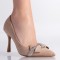Pantofi dama cu toc Bej din Piele Ecologica intoarsa Riham, 35