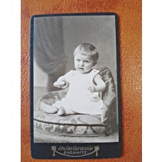 Fotografie pe carton, copil, perioada interbelica
