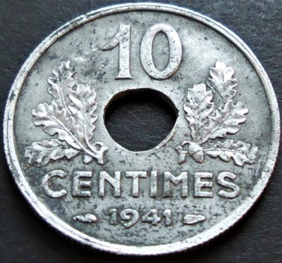 Moneda istorica 10 CENTIMES - FRANTA, anul 1941 * cod 3599 = excelenta foto