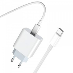 Incarcator Retea Cu Cablu USB-C Prestico F8S, 20W, 3A, 1 x USB-C, Alb
