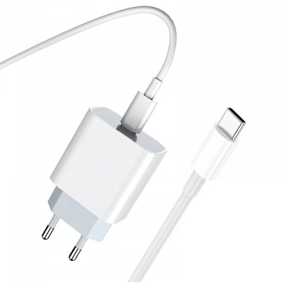 Incarcator Retea Cu Cablu USB-C Prestico F8S, 20W, 3A, 1 x USB-C, Alb foto
