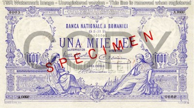 REPRODUCERE bancnota specimen 1000 lei 1929 foto