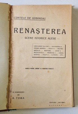 RENASTEREA - SCENE ISTORICE ALESE de CONTELE DE GOBINEAU , EDITIE INTERBELICA foto