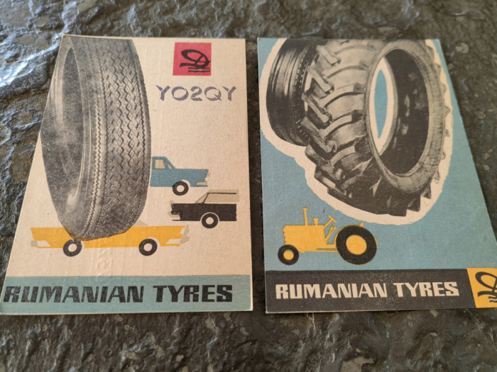 2 carti postale Danubiana, Rumanian tyres, 1950-60, radioamatori, lito, R.P.R.