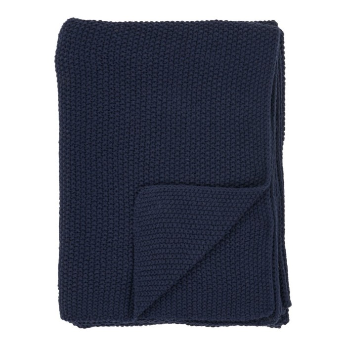 Pătură Santos, bumbac reciclat, albastru &icirc;nchis 130x170 cm