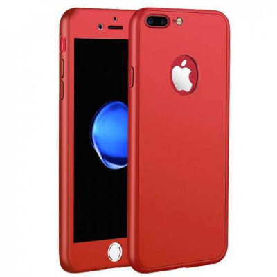 Husa Apple iPhone 7 Plus Full Silicone 360 Rosu foto