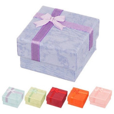 Cutie de cadou pentru cercei - nuanțe pastel de marmură cu fundiță - Culoare: Roz