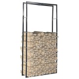 Cumpara ieftin Rastel pentru lemne de foc, negru, 100x25x200 cm, oțel