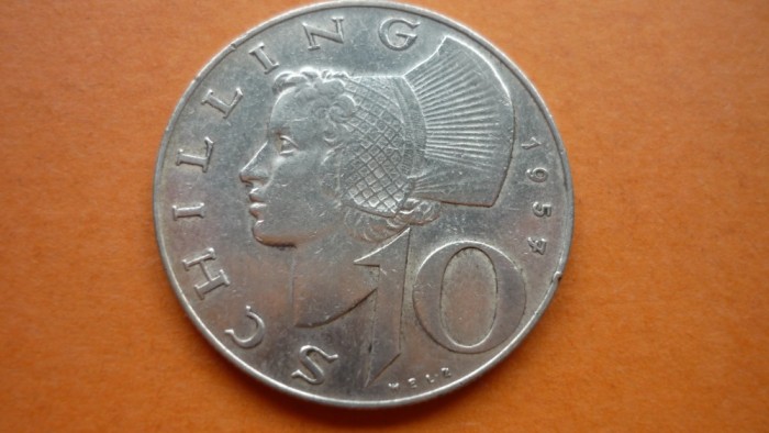 10 SCHILLING 1957 ARGINT *****