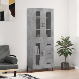 vidaXL Dulap &icirc;nalt, gri beton, 69,5x34x180, lemn compozit