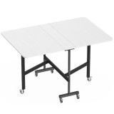 HOMCOM Masă de Dining Pliabilă, Masă Rabatabilă cu Roți și Fr&acirc;ne pentru 4-6 Persoane, Birou Compact cu Structură din Oțel, pentru Living, 120x80x73 cm