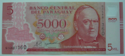 Bancnota - Paraguay - 5000 Guaranies 2011 foto