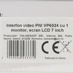 Interfon video inteligent PNI VP6024 cu 1 monitor, ecran tactil 7 inch 1080p, WiFi, aplicatie mobil Tuya, slot card, IP65