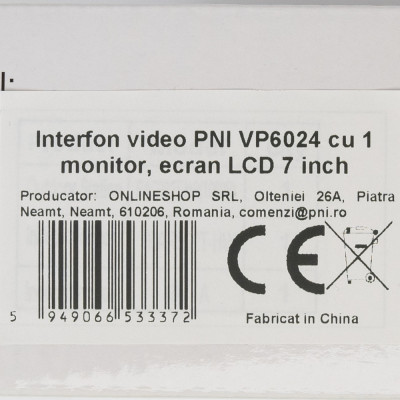 Interfon video inteligent PNI VP6024 cu 1 monitor, ecran tactil 7 inch 1080p, WiFi, aplicatie mobil Tuya, slot card, IP65 foto