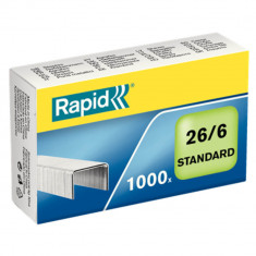 Capse 26/6 Rapid Standard, 1000 Buc/Set, Capacitate 20 Coli, Capse Rezitente, Capse Otel, Capse din Otel, Set de Capse, Set Capse Rapid, Capse Rapid S