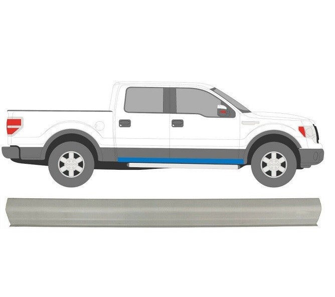 Piesa de reparatie prag Ford F-Series, 11.2008-11.2014, partea Stanga=Dreapta, inferior; Lungime 2000 mm, Aftermarket