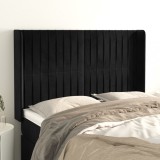 VidaXL Tăblie de pat cu aripioare, negru, 147x16x118/128 cm, catifea 3119868