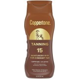 Loțiune bronzantă Coppertone SPF 15, ușoară, fără ulei și oxybenzone, rezistentă la apă, 237 ml