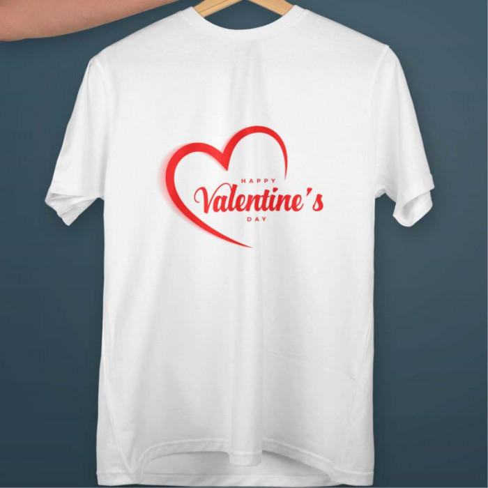 Tricou personalizat dama &quot;Valentine&#039;s Day Heart&quot;, Alb, Marime L