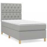 Cumpara ieftin Pat continental cu saltea, gri deschis, 80x200 cm, textil