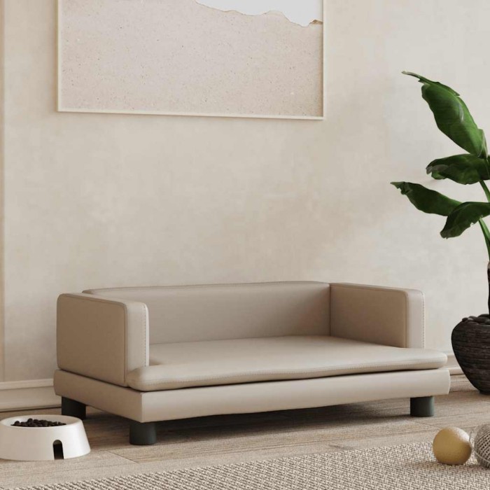 vidaXL Pat de c&acirc;ini, cappuccino, 80x45x30 cm, piele ecologică