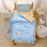 Set lenjerie de pat pentru copii, Lucmark, 7 piese, Bumbac, Umplutura de bumbac, Model Duck - albastru, Multicolor