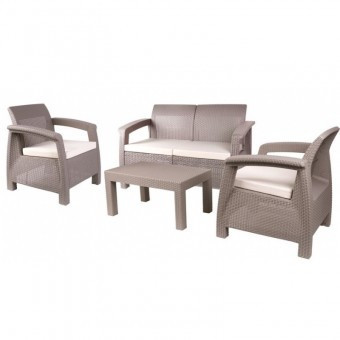 Set mobilier de gradina Keter Antigua Capuccino, 1 x canapea, 2 x fotolii, 1 x masuta