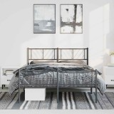 VidaXL Cadru pat metalic cu tăblie de cap/picioare, negru, 135x190 cm