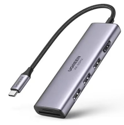 Hub 6in1 Ugreen USB-C la 3xUSB 3.2, 1xHDMI, 1xslot SD, 1xslot TF, Gri foto