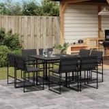 Gossi set mobilier de gradina, 9 piese, cu perne, negru, textilena