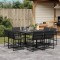 Gossi set mobilier de gradina, 9 piese, cu perne, negru, textilena