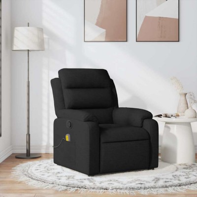 vidaXL Fotoliu de masaj rabatabil, negru, material textil foto