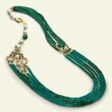 Cumpara ieftin Colier Argint 925 Placat Aur cu Agat Verde Smarald, Perle Cultură Baroc, Biwa, Keshi. Lungime 76cm. Bijuterie Handmade Italia