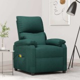 vidaXL Fotoliu de masaj, verde &icirc;nchis, material textil