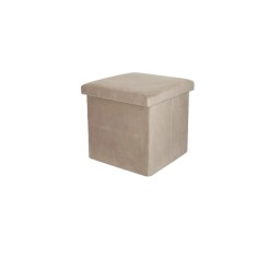 Taburet cu Spatiu de Depozitare Velvet Taupe 38x38x38cm