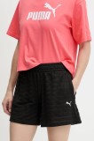 Puma pantaloni scurți culoarea negru, neted, high waist, 685028