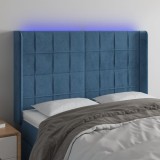 vidaXL Tăblie de pat cu LED, albastru &icirc;nchis, 147x16x118/128cm catifea