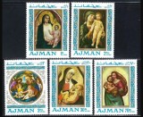 United Arab Emirates 1968 MNH - Paintings Ajman - Madonna Mi 327A-331A, Nestampilat