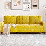 Canapea 3 locuri Gossi, 180 cm, catifea galbena. Design modern, confortabila, cadru metalic robust. Perfecta pentru living!